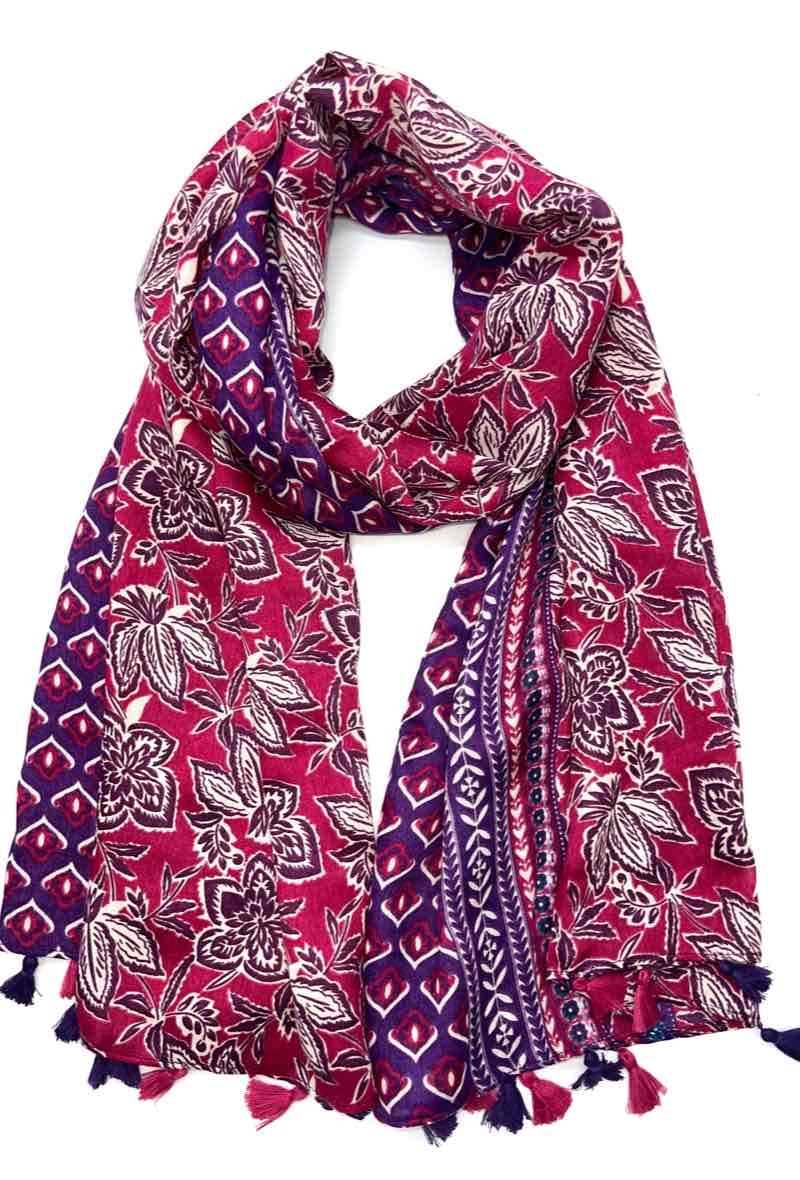 LINETA - Wholesale Sjaal - Dames - Sjaal met bladpatroon HH-1279