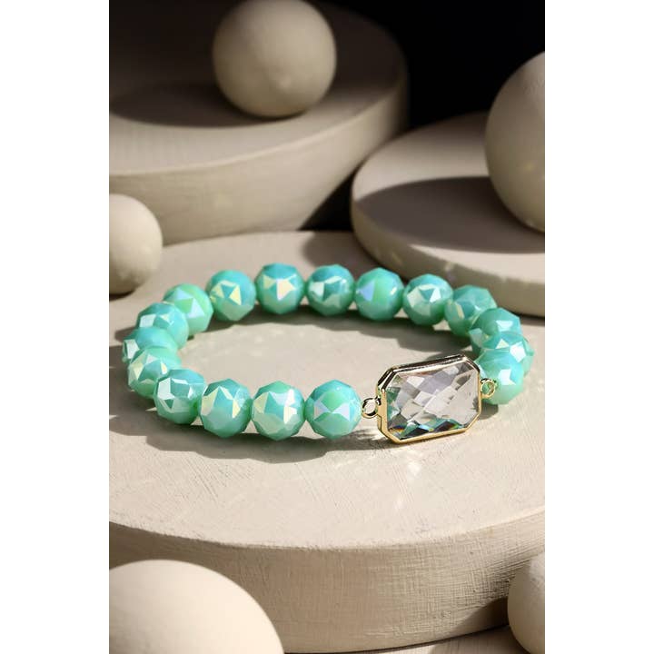 Urbanista Outlet - Wholesale Charm/Dangle Bracelet - Beaded Stretch Bracelet With Crystal Stone