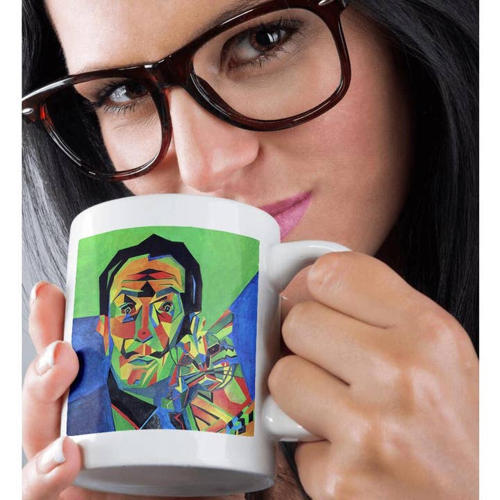 3dRose - Wholesale Coffee Mug - 3dRose, Dali with Ocelot and Cane - dali, salvador dali, ocelot, portrait, man, male, cat, Mug8