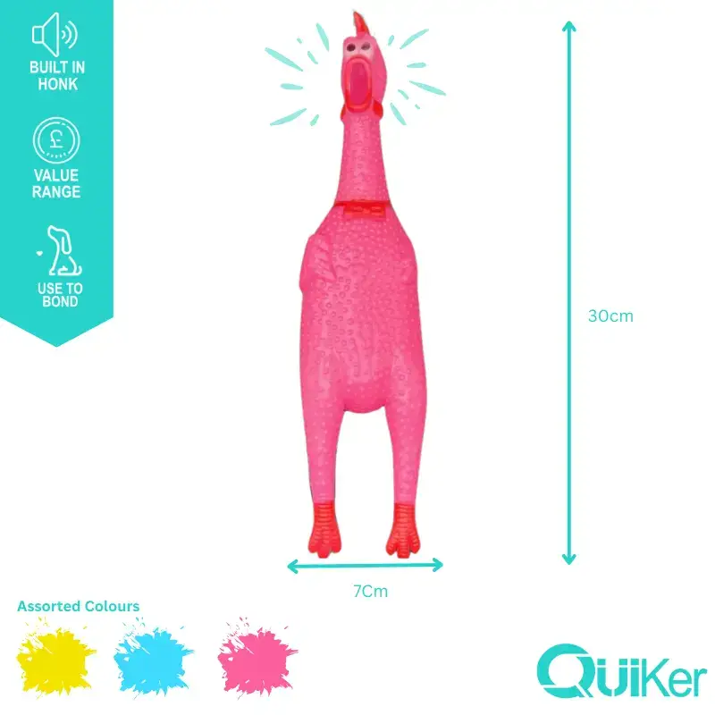 Quiker Pet Products – Engroshandel Legetøj - Hund – Vinyl Legetøjskylling med Honnelyd til Hunde - Pakke med 123