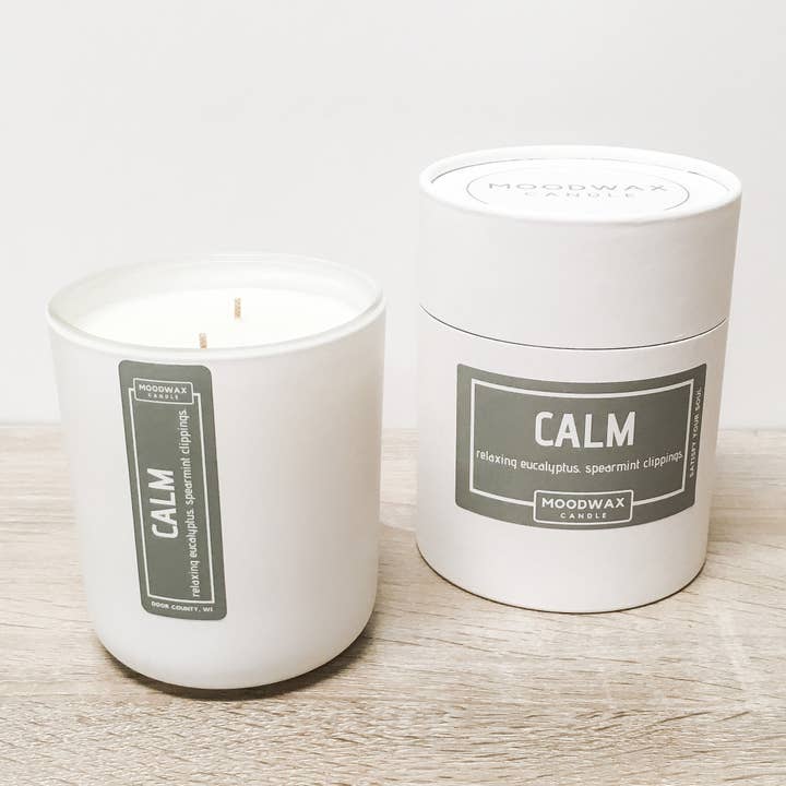 CALM - Matte White Glass Vessel for wholesale by Moodwax Candle