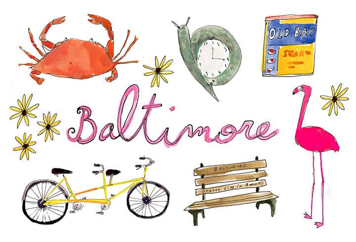 ELIZABETH GRAEBER art + illustration - Wholesale Postcard Set - Baltimore postcard pack4