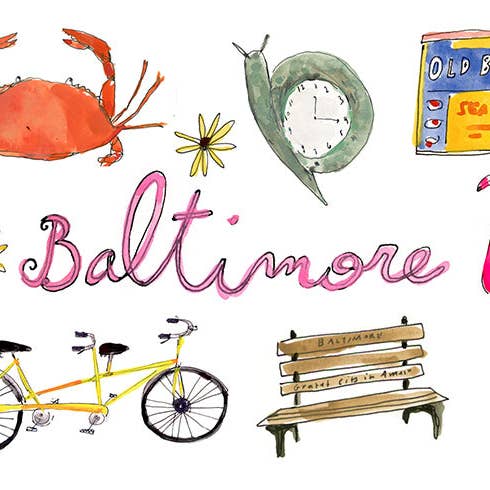 ELIZABETH GRAEBER art + illustration - Wholesale Postcard Set - Baltimore postcard pack4