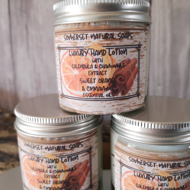 Sweet Orange & Cinnamon Luxury Hand Lotion for wholesale by somerset natural soaps