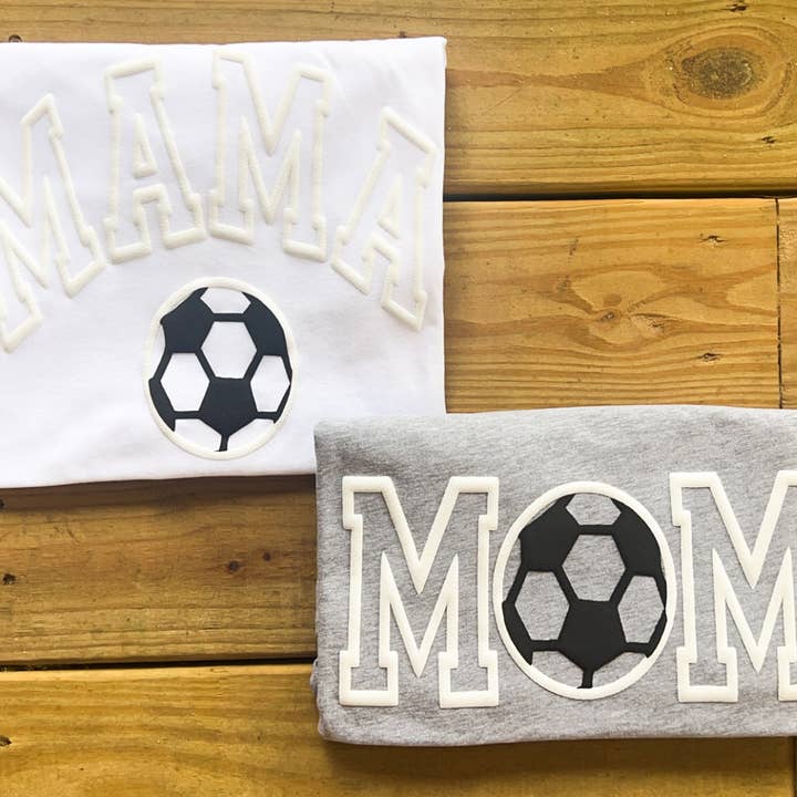 3D Puff Soccer Mom/Mama T-Shirt for wholesale by COTTON PRESS CO.