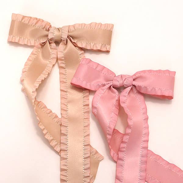 JOSSLYN by wall to wall - Wholesale Hair Clip - Women's - SCALLOPED TRIM SATIN BOW RIBBON HAIR CLIPS | 40H753
