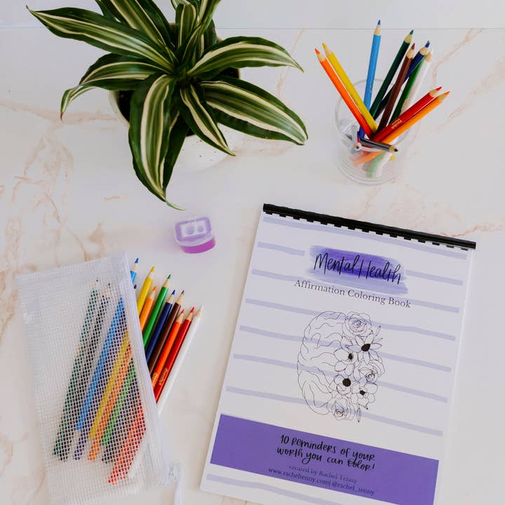 Libro da colorare sulla salute mentale | Matite colorate e astuccio per la vendita all'ingrosso da parte di Rachel Tenny