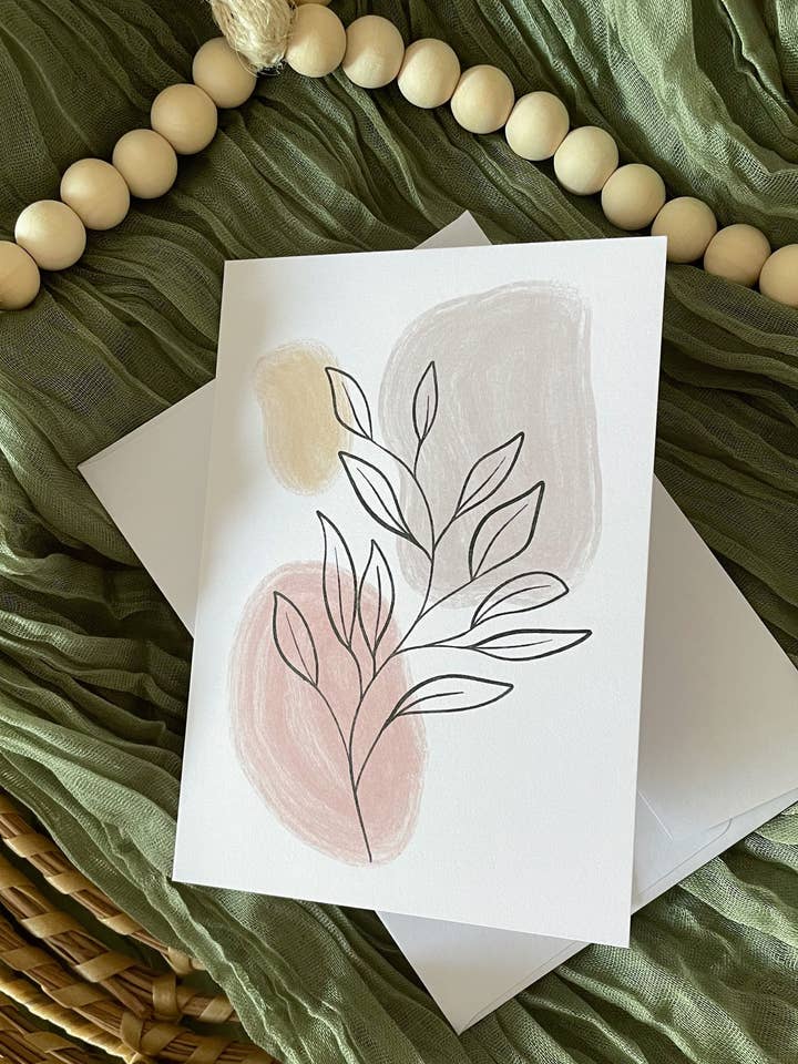 Abstrakte Lorbeerblätter-Illustrationskarte für den Großhandel von Daisy & Joy Design