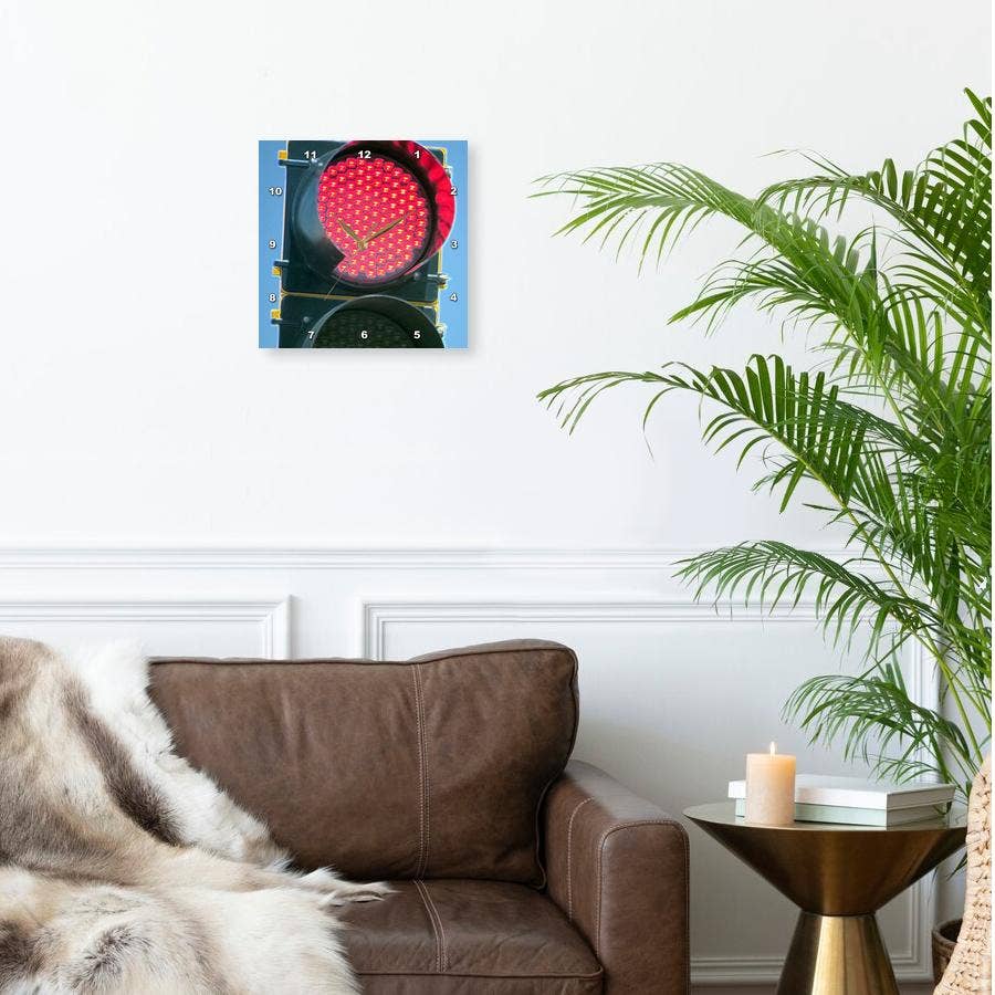 3dRose – wholesale Wall clock – 3dRose, A red stop sign done in a watercolor digitally, Wall Clock1