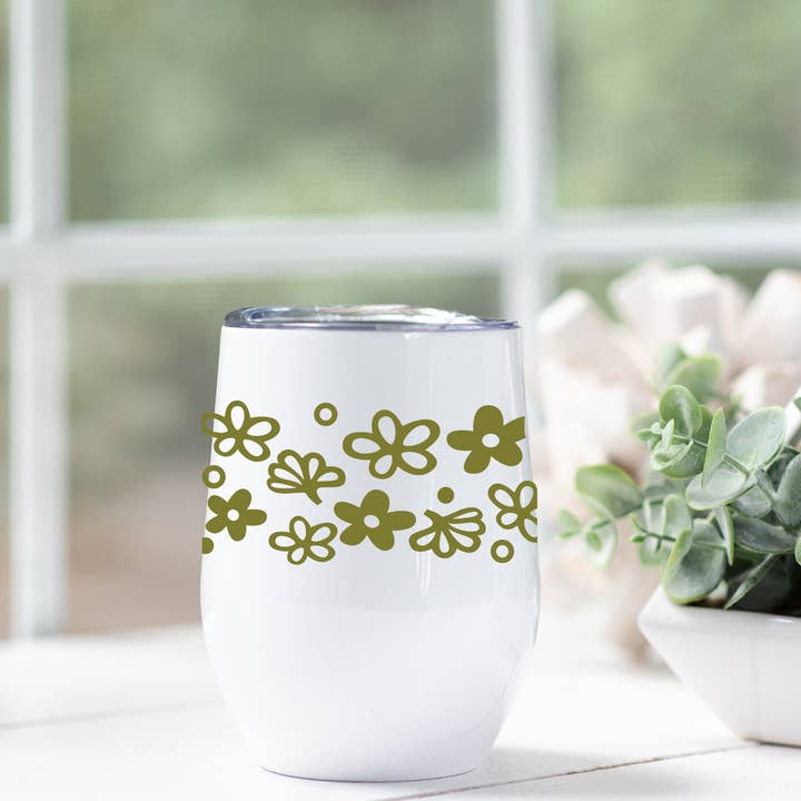 Retro Pyrex Inspired Patterned Wine Tumbler for wholesale by With Love Louise