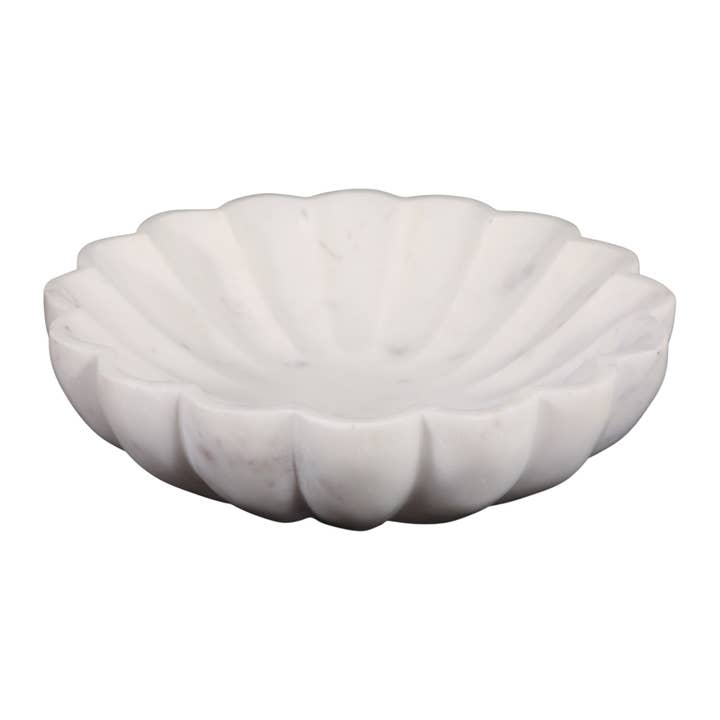 Sagebrook Home - Wholesale Decorative Plate/Dish/Bowl - Marble Round Veined Shell Shaped Bowl - White, 12 in.6