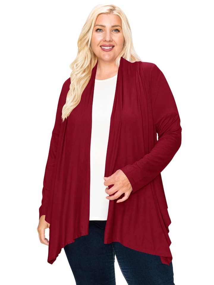 MOA COLLECTION – wholesale Kofta - Dam – Dam Plusstorlekar Casual Draperad Öppen Framsida Enfärgad Kofta