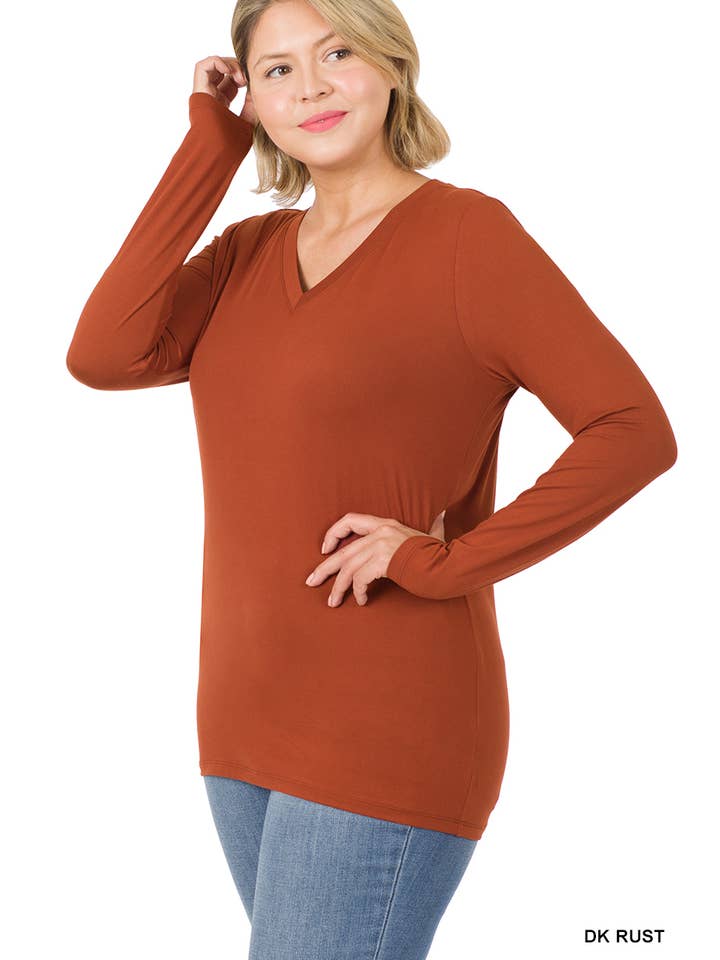 42POPS - Wholesale T-Shirt - Women's - ",.Plus Microfiber Long Sleeve V Neck Tee11