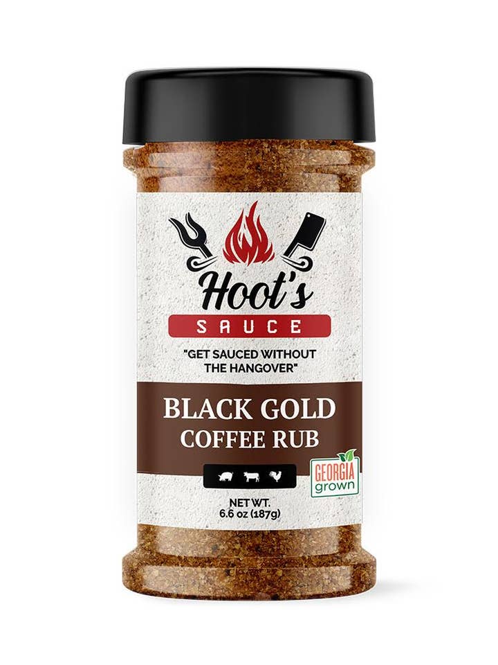 Hoot's Black Gold Coffee Rub for wholesale by Hoots Sauce