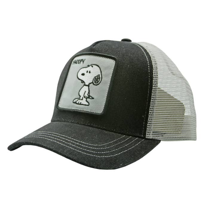Snoopy Peanuts Black Denim Trucker Hat for wholesale by Peter Grimm