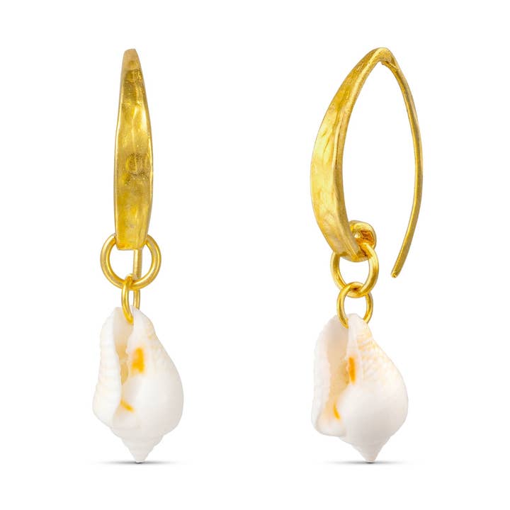 Concha - Brincos Casca Branca por atacado de Lunar James