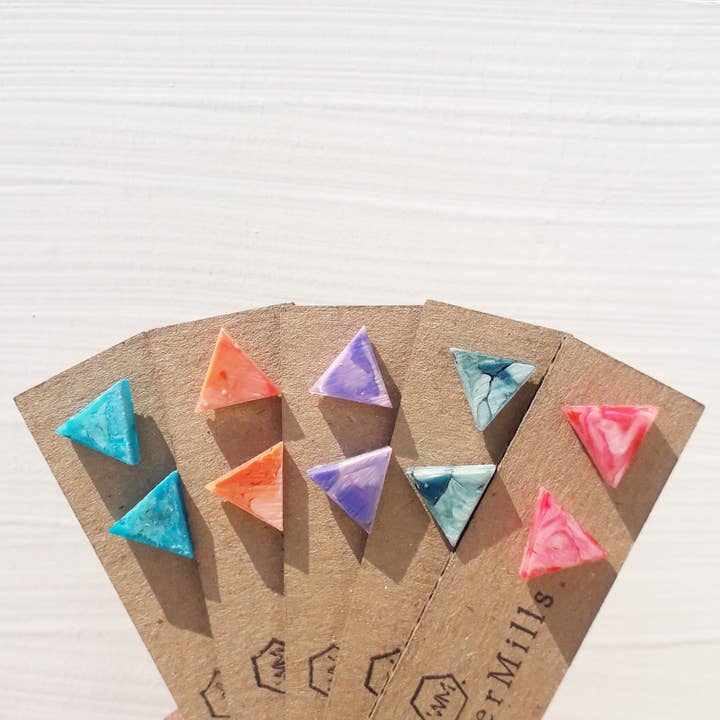 Colourful Triangle Resin Earrings for wholesale by Whylder Mills
