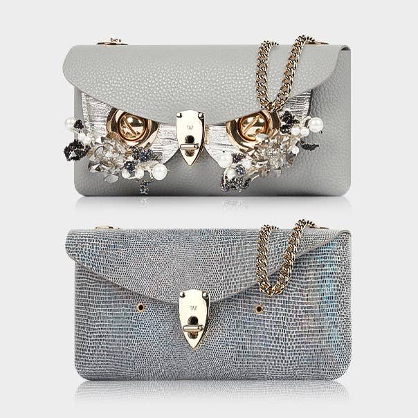 Umkehrbare Umhängetasche–Irisierendes Graues Leder–Designer für den Großhandel von WANACCESSORY