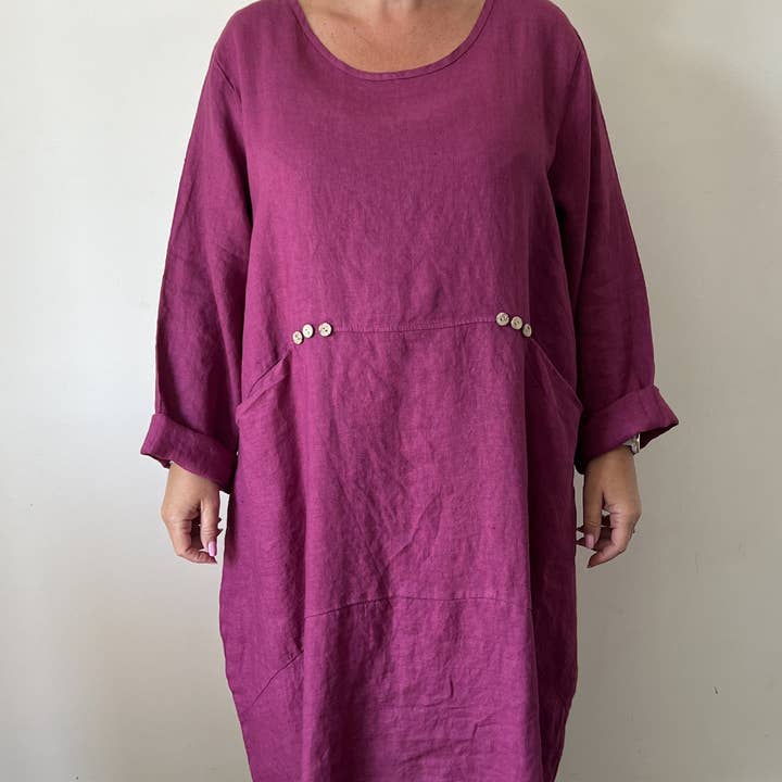 Linen Dress With Buttons And Pockets - 8867 and other Purchase wholesale clothingplus size. Free returns & net 60 terms on Faire trending on Faire.