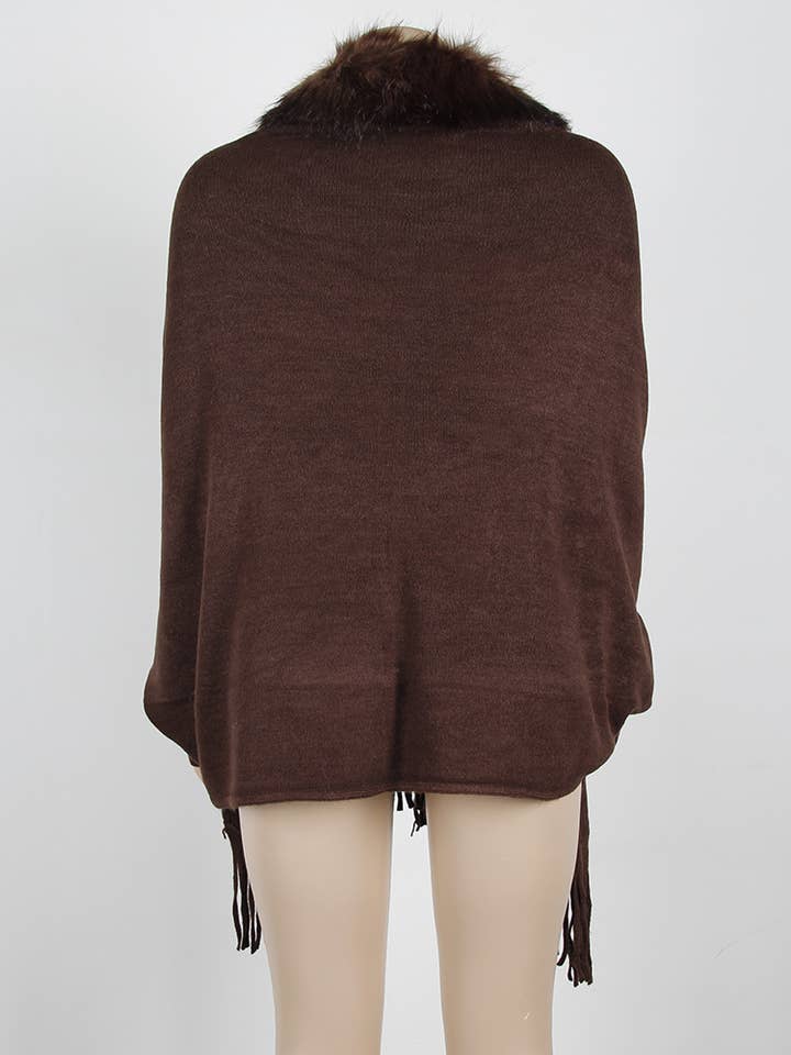 Rosa Clothing - Wholesale Fur/Faux Fur Coat - Women's - Winter tassel cape faux fur collar shawl 7 colors24