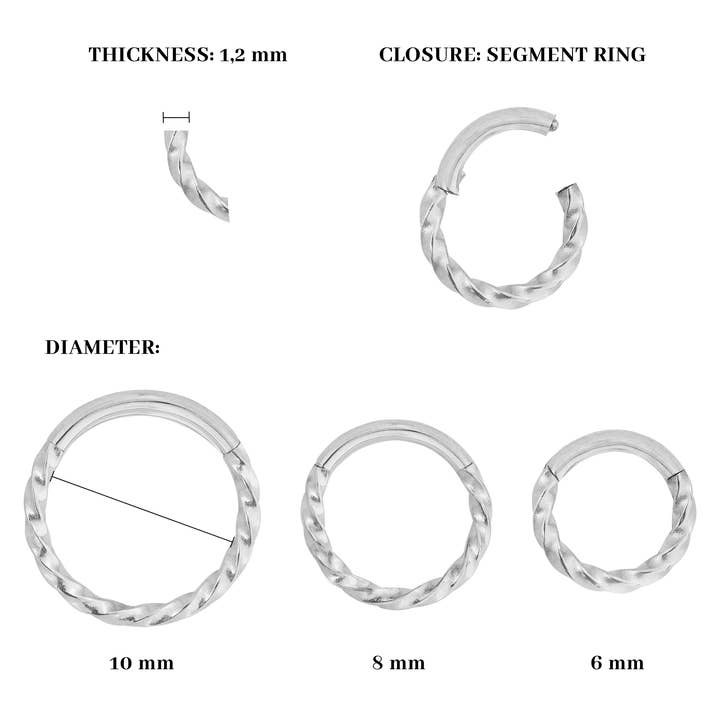 Schmuckkollektiv GmbH - Wholesale Single Earring - Twisted Click Piercing Ring Silver4