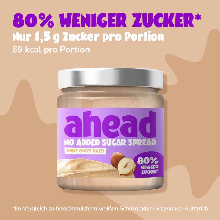 ahead - Wholesale Nut Butter - Crazy Hazel White - No Added Sugar Spread 6x200g