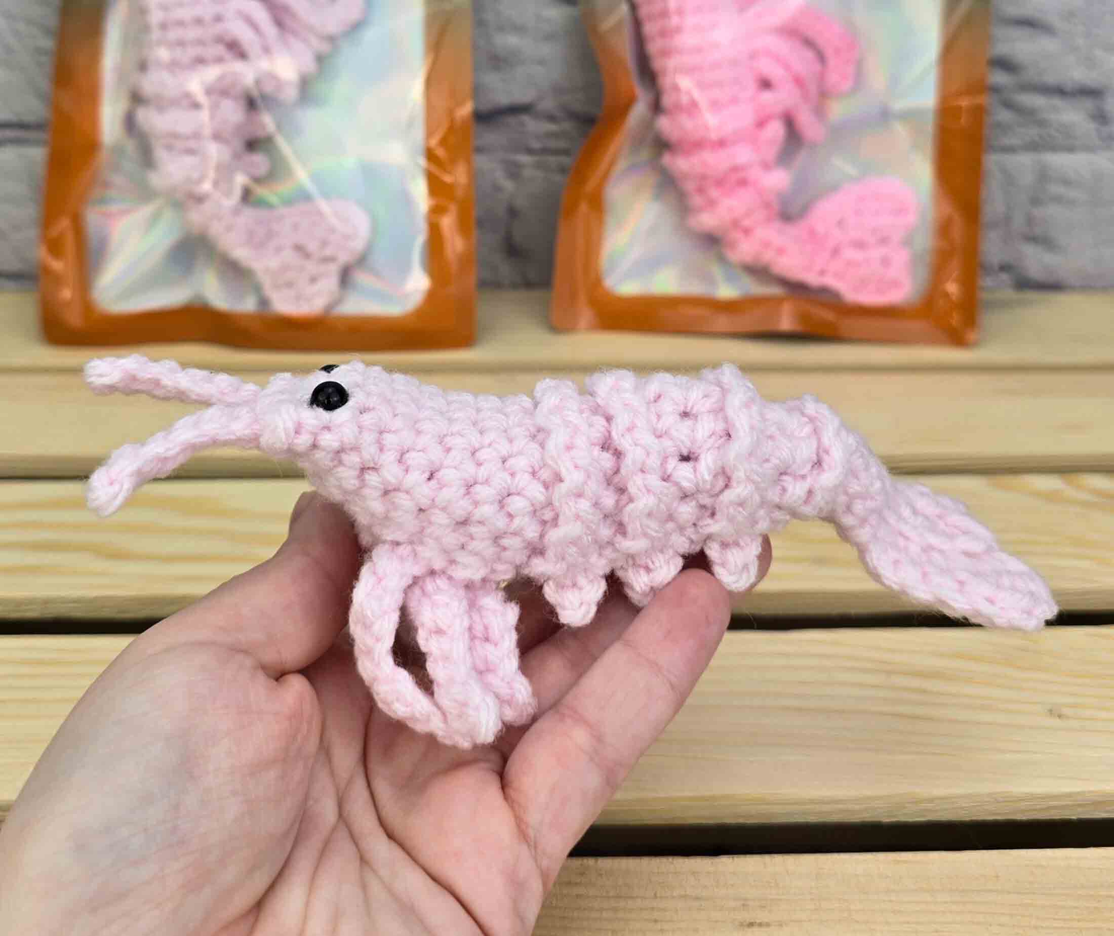 TOMOPOD LLC - Wholesale Car Decorative Charm - Women's - Crochet Cute Shrimp, Handmade Stuffed Prawn,Amigurumi Shrimp3