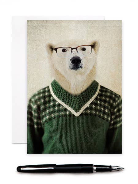 Spencer Bear - Greeting Card for wholesale by The Lonely Pixel