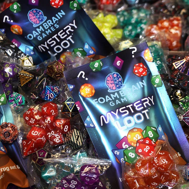 Foam Brain Games - Wholesale Dice - Mystery Loot: Plastic RPG Dice Set & Bonus Metal Die1