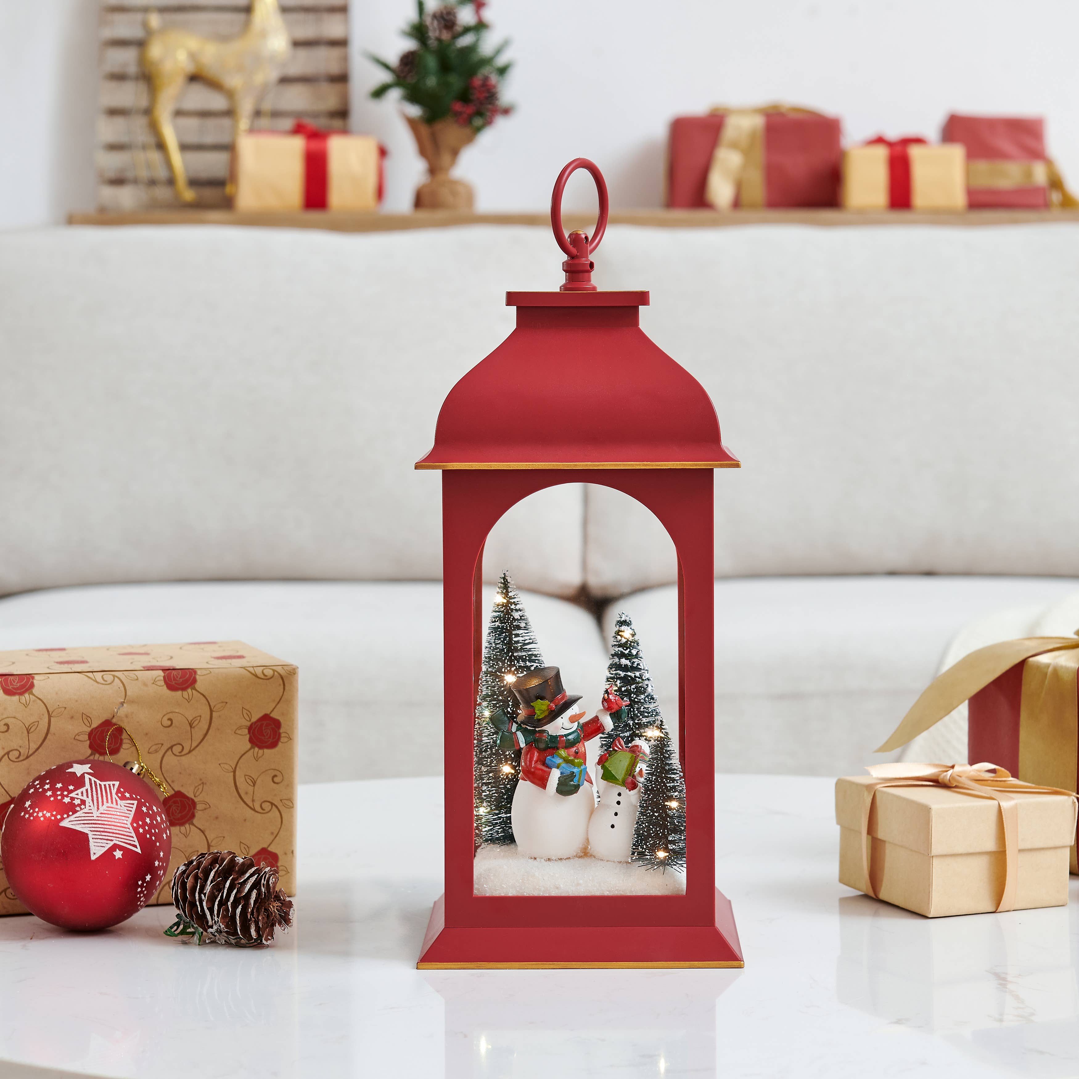 Danya B - Wholesale Christmas decoration - Danya B. Tabletop Red Christmas Snowman Winter Scene Lantern
