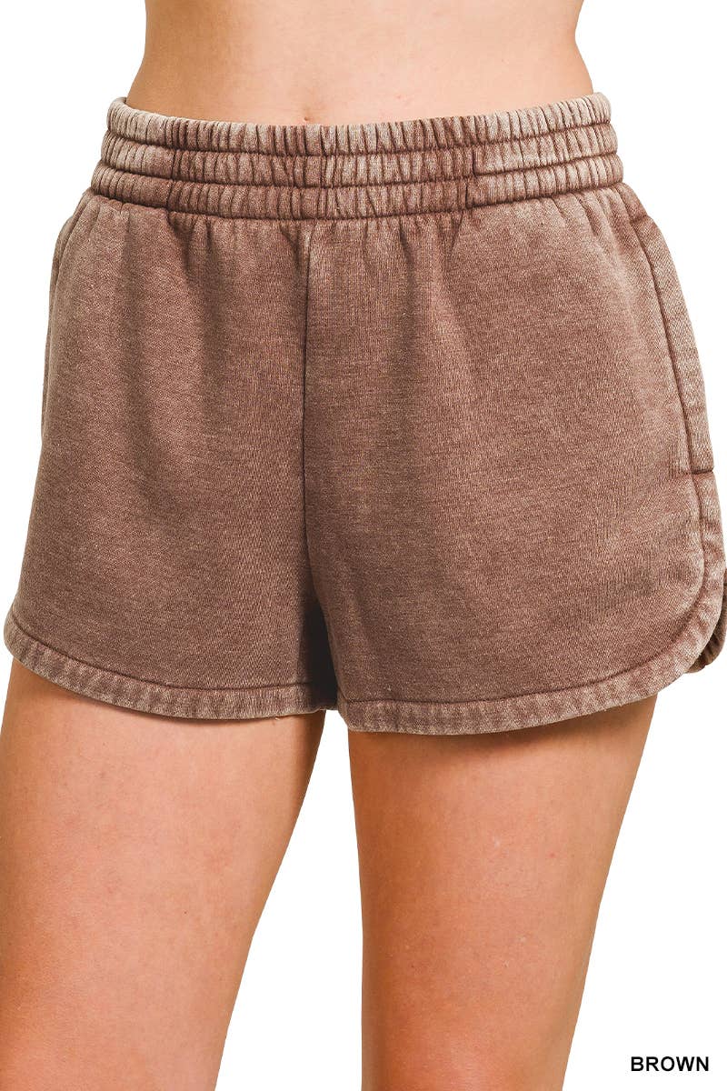 Vanilla Monkey - Wholesale Lounge Shorts - Women's - Acid Washed Elastic Waistband Dolphin Shorts4