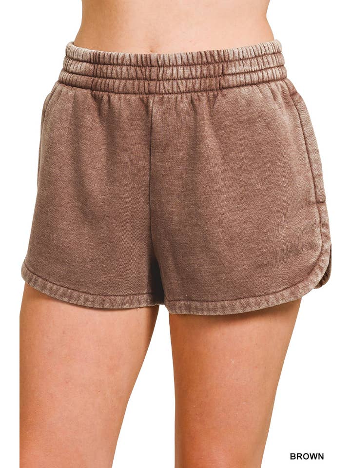 Vanilla Monkey - Wholesale Lounge Shorts - Women's - Acid Washed Elastic Waistband Dolphin Shorts4