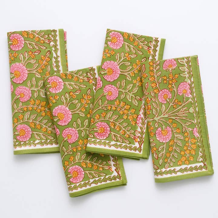 Pomegranate Inc - Wholesale Dinner & Cloth Napkin - Cactus Flower Fern & Flamingo Napkin | Set of 4