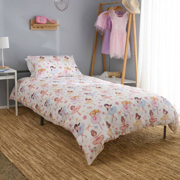 Enchanting Ballerina Reversible Kids Quilt Cover Set - Including helpful ballet booklet for wholesale by Jo's Dreamland