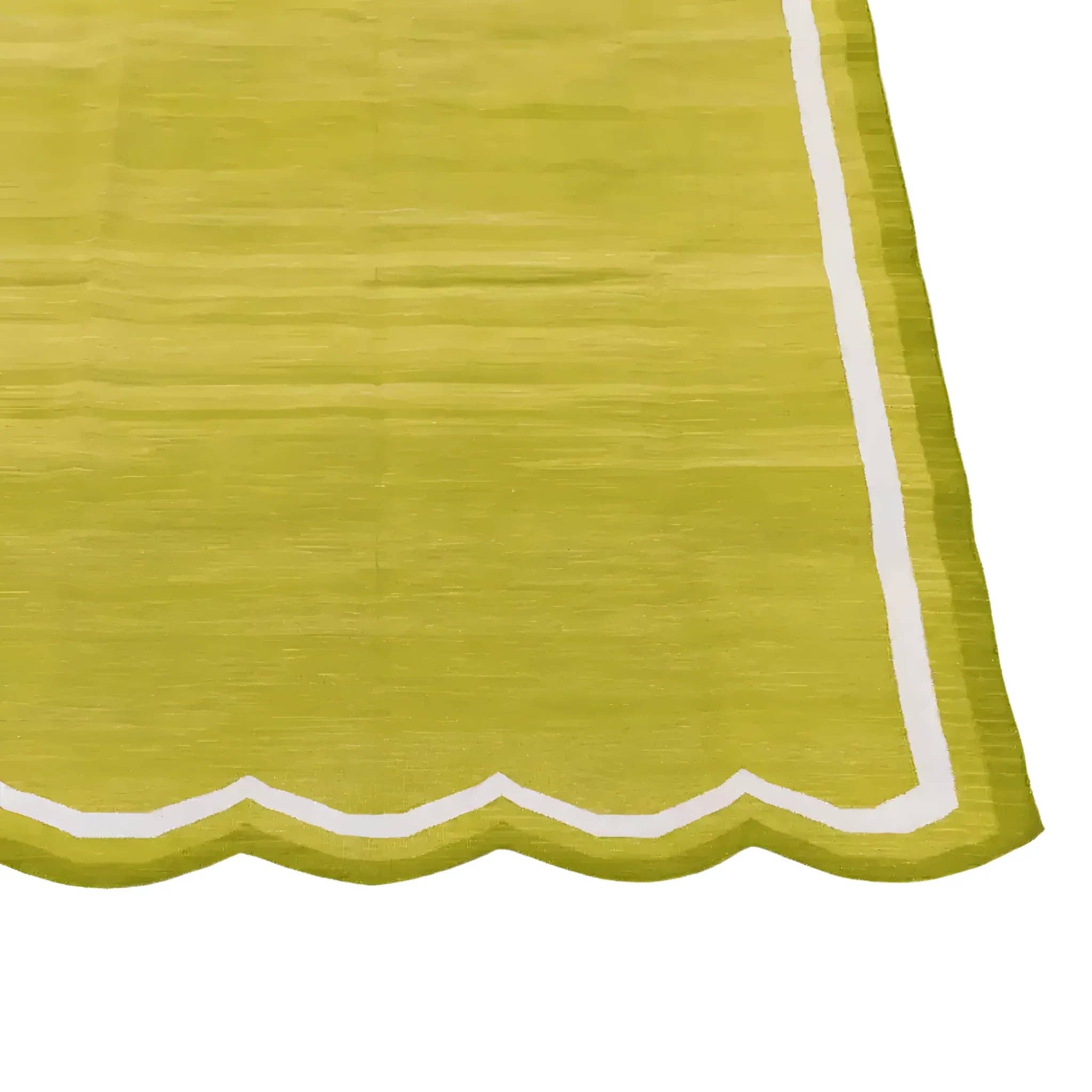 Maia Homes - Vente Tapis - Tapis en coton festonné tissé à la main - Vert olive2