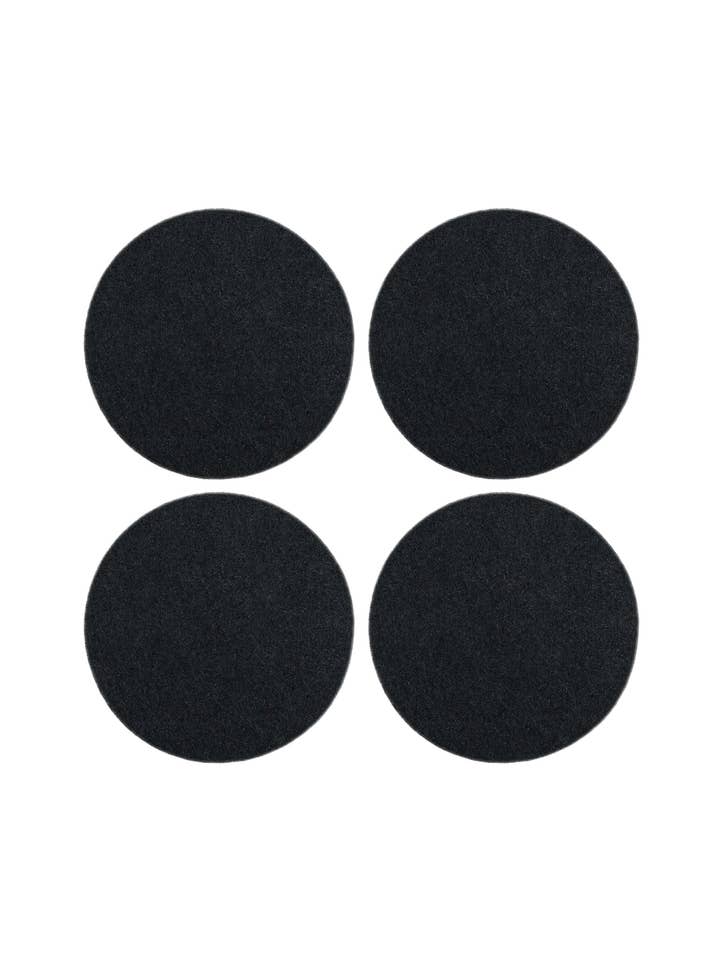 Bierfilzl Merino Wool Felt Round Coaster Solid 4 Pack Black for wholesale by Graf Lantz