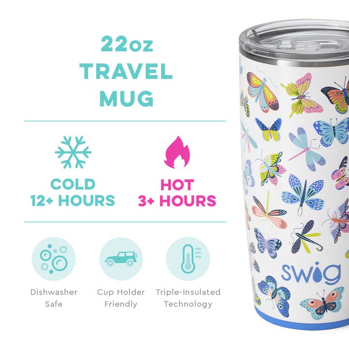 Swig Life - Wholesale Insulated Mug/Tumbler - Butterfly Bliss Travel Mug (22oz)