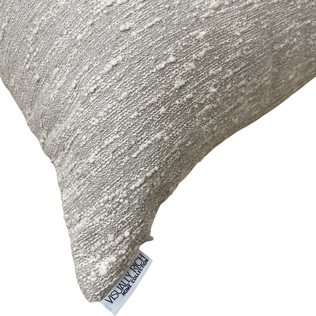 Visually Rich Home - Wholesale Throw/Decorative Pillow - Gray and White Bouclé Pillow2
