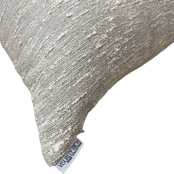 Visually Rich Home - Wholesale Throw/Decorative Pillow - Gray and White Bouclé Pillow2