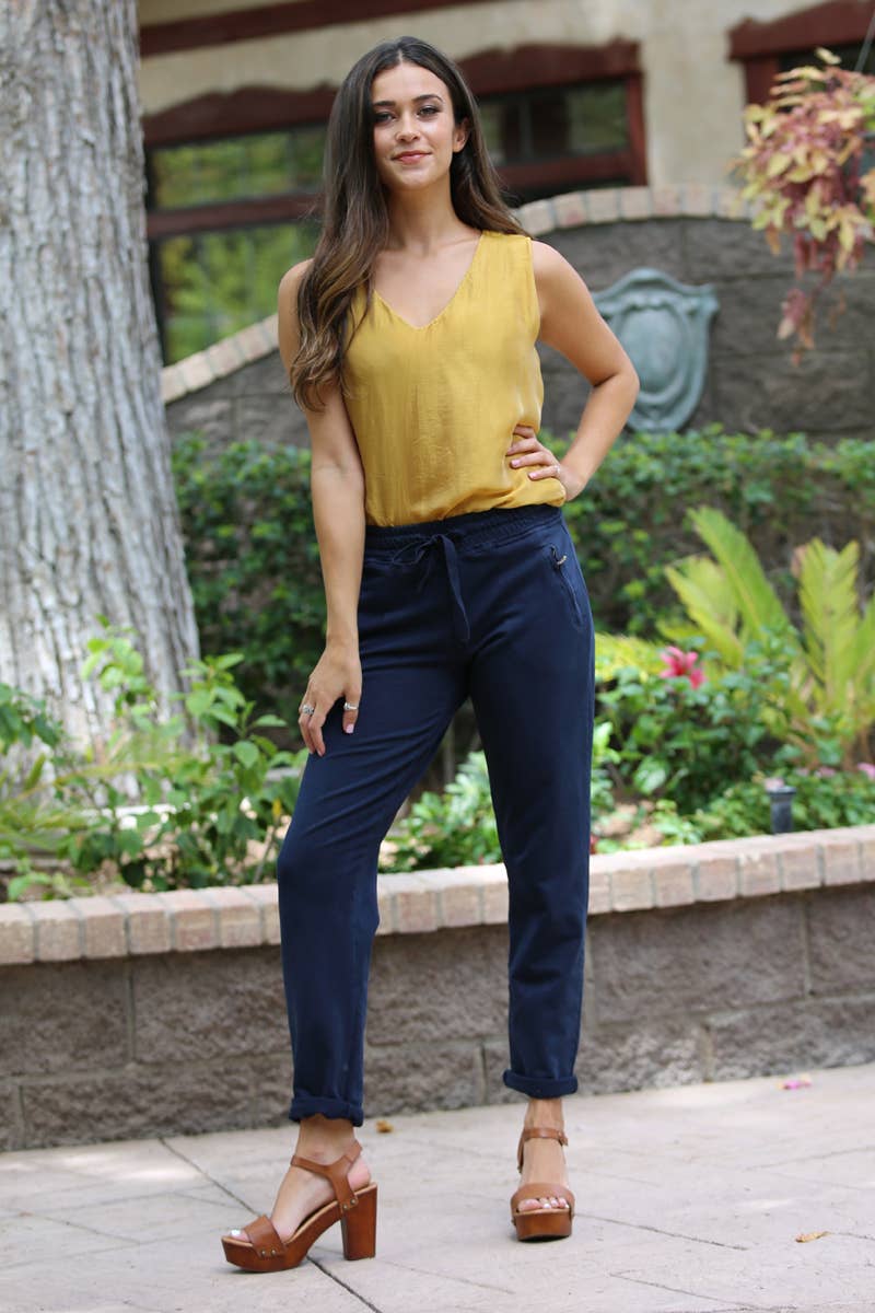 Nostalgia - Wholesale Lounge Sweatpants/Joggers - Women's - NP746-ASIS PULL ON TIE FRONT ZIPPER POCKET FRENCH TERRY JOGG64