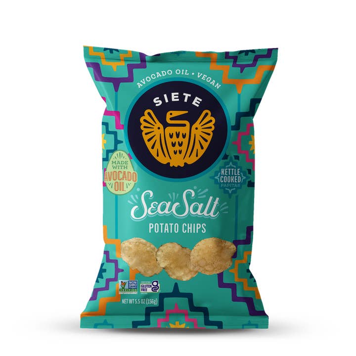 Sea Salt Kettle Cooked Potato Chips - 24 bags for wholesale by Siete Foods