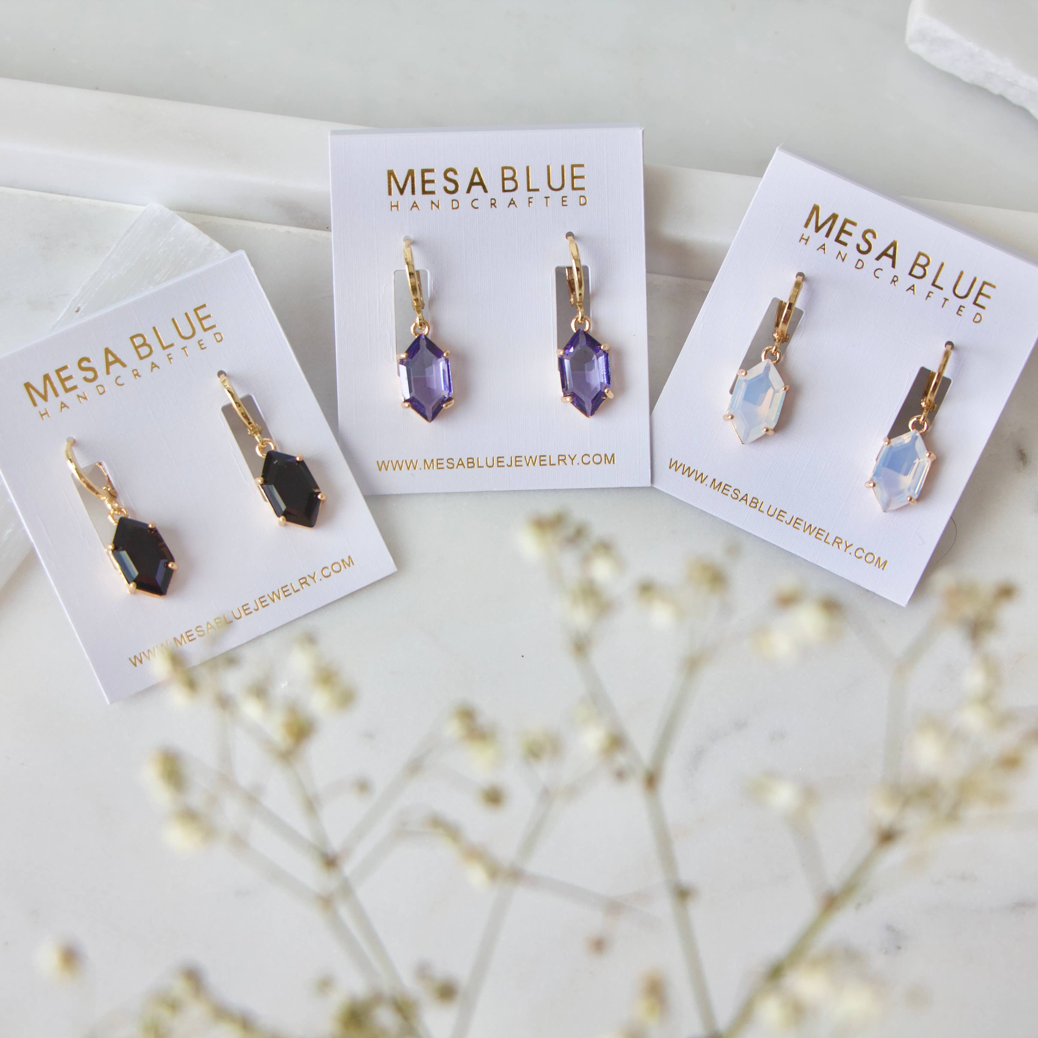Mesa Blue - Wholesale Huggie Earrings - Opalite, Purple, Black Huggie Earrings1