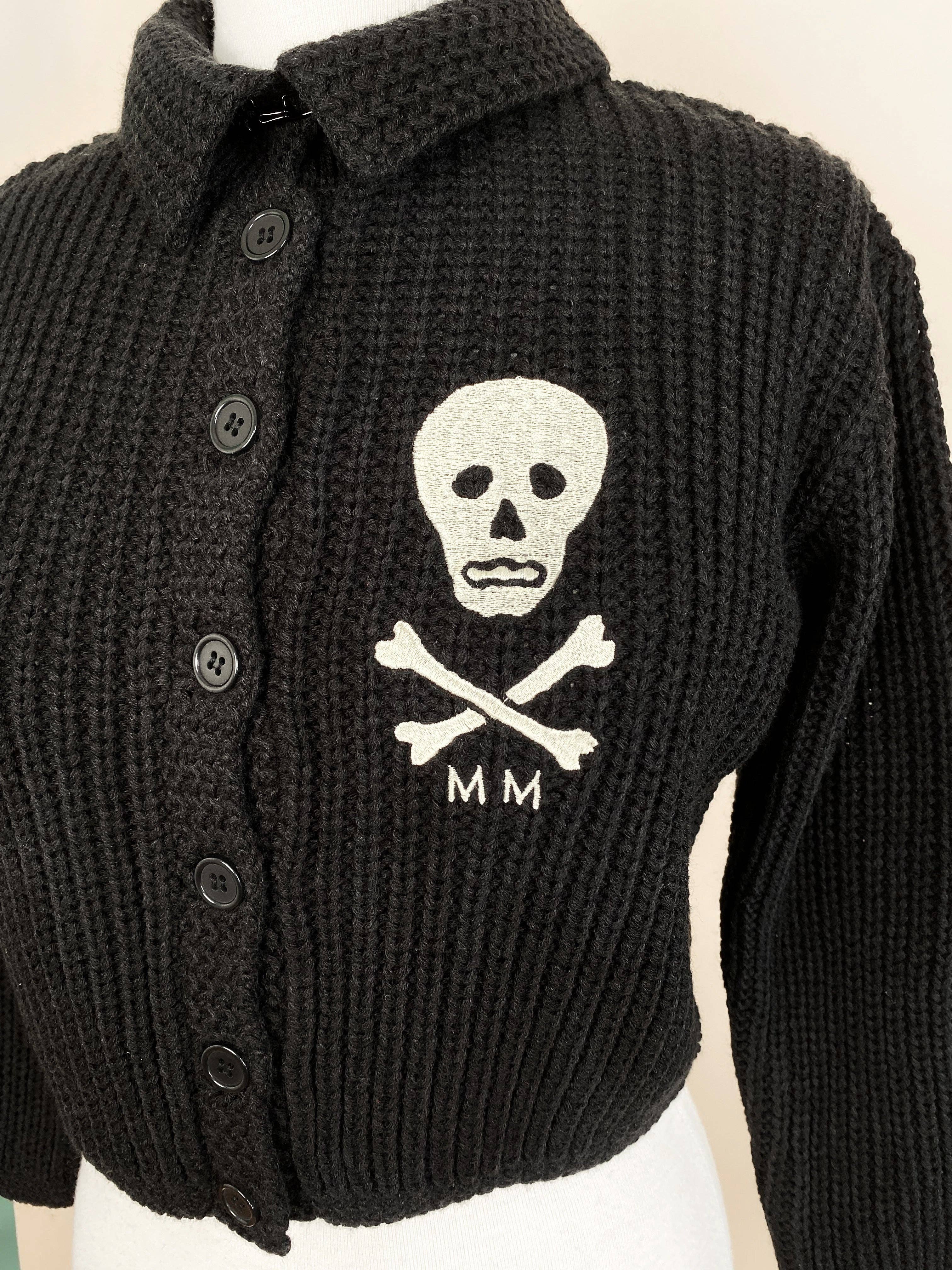 Mischief Made – Pulôver - Mulher por atacado – Camisola Collared MM Skull MN Cropped em Preto7