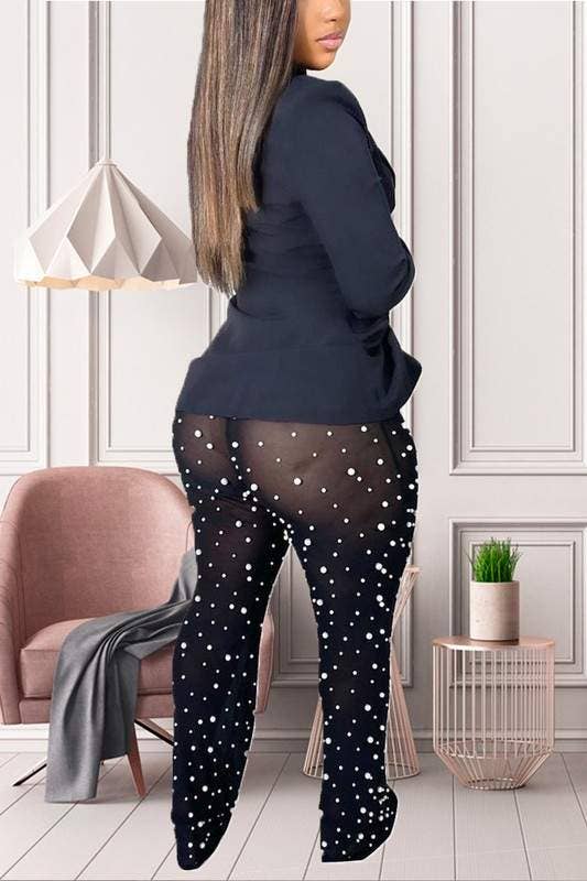 Queen Fashion - Venta al por mayor Conjuntos de top y falda - Mujer - blazer blanco a la moda con pantalones transparentes4