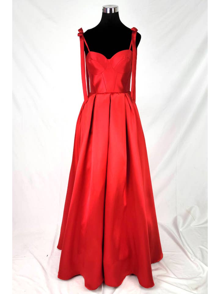 Chicas - Wholesale Gown - Women's - Long mikado gown with bowtie straps DM80331