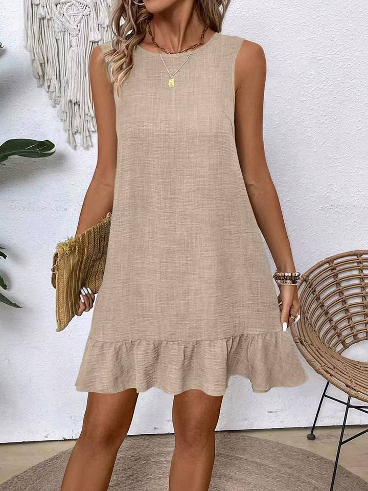 Lily Clothing - Wholesale Dress - Women's - Casual tank solid color dress with lace ruffles9