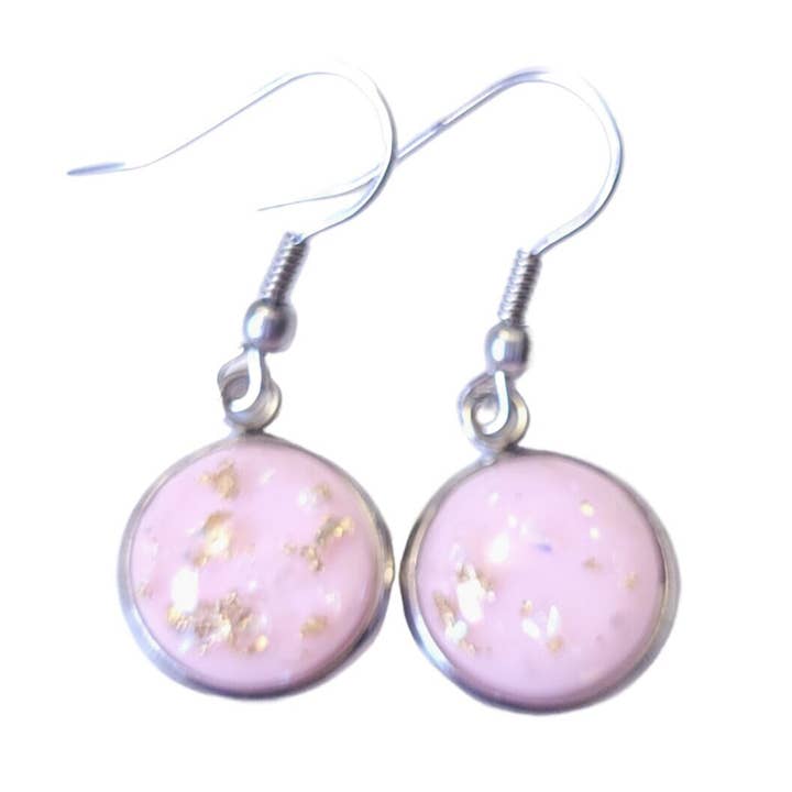 Light Pink Gold Flake Dangle Earrings for wholesale by Everything's Right Designs