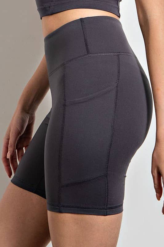 Sunday Morning - Wholesale Athletic Shorts - Women's - P406237-Butter Soft 6 Inch Biker Short with Pockets50