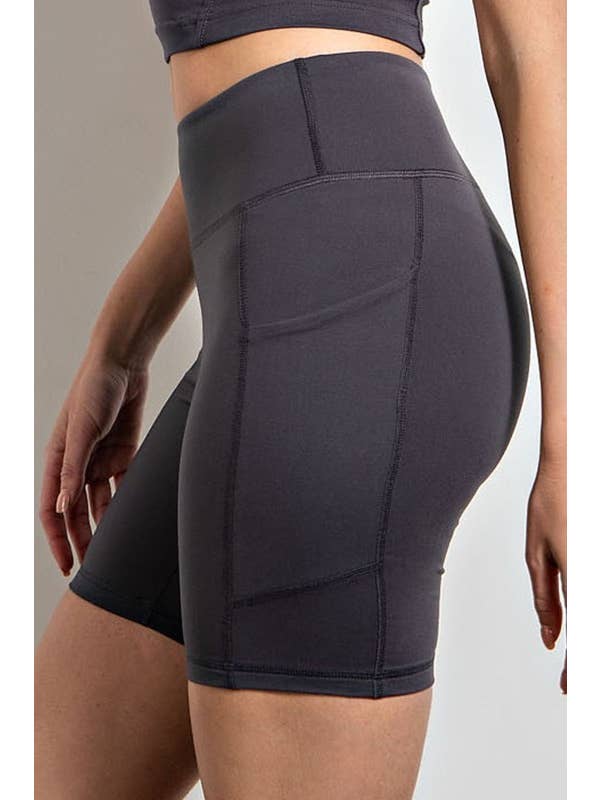 Sunday Morning - Wholesale Athletic Shorts - Women's - P406237-Butter Soft 6 Inch Biker Short with Pockets50