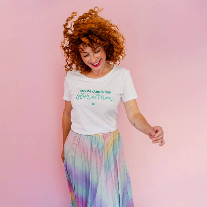 Glitzer-T-Shirt „Scent of the Sea“ in Türkis für den Großhandel von Mdemona